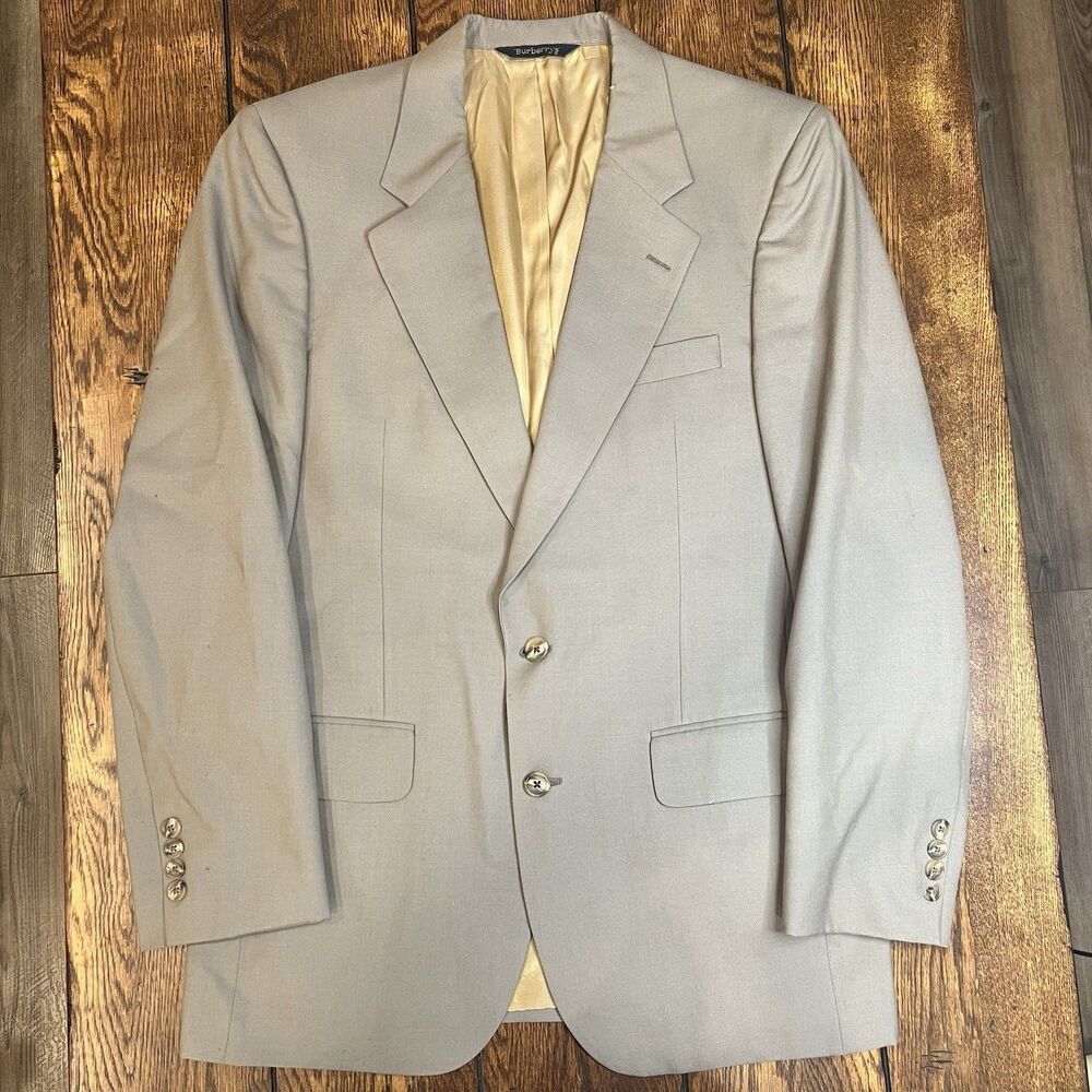 Burberrys Mens Suit Jacket Gray Beige 40R Vintage
